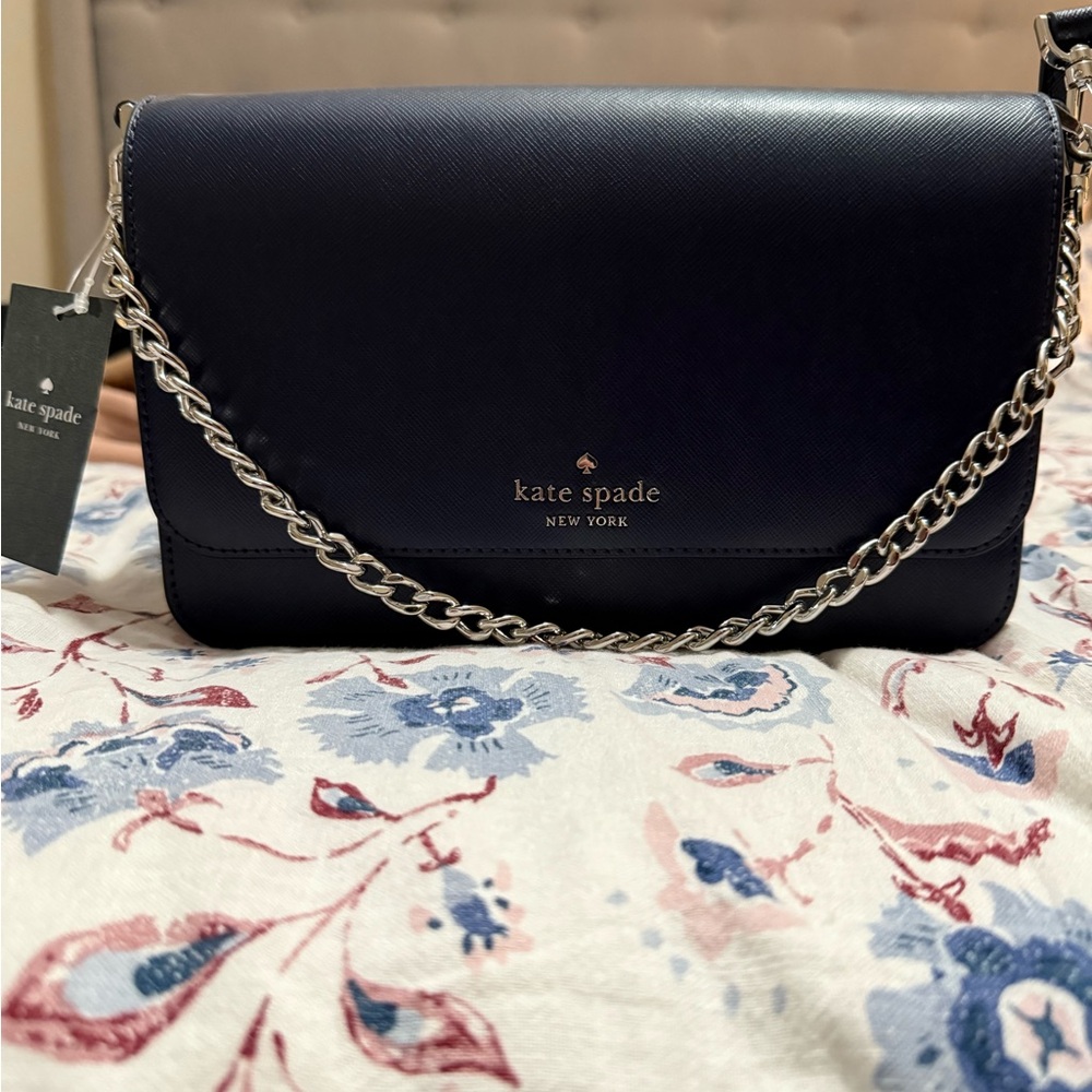 Kate Spade Navy Crossbody Bag with Chain Strap